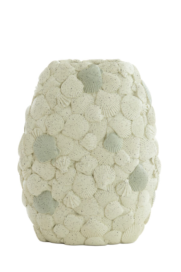 light&livingvaasshellkunststofcrèmetaupe–31,5x19,5x40cm-1