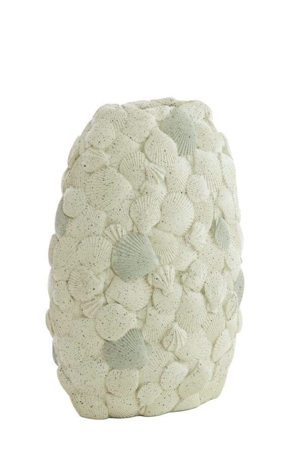 light&livingvaasshellkunststofcrèmetaupe–31,5x19,5x40cm-673