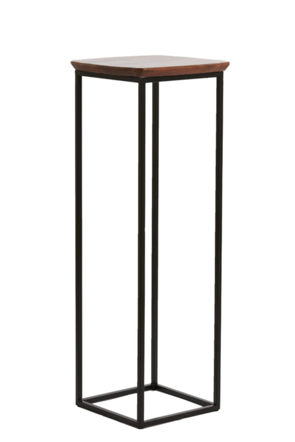 light&livingzuilensetquenzavanacaciahoutmetzwartmetaal–30x30x80+35x35x100cm-1