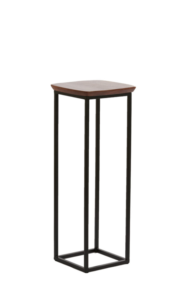 light&livingzuilensetquenzavanacaciahoutmetzwartmetaal–30x30x80+35x35x100cm-1