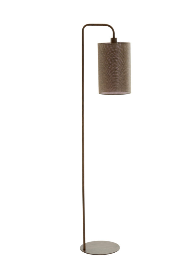Bruine gebogen katoen/metalen vloerlamp Light & Living Donio
