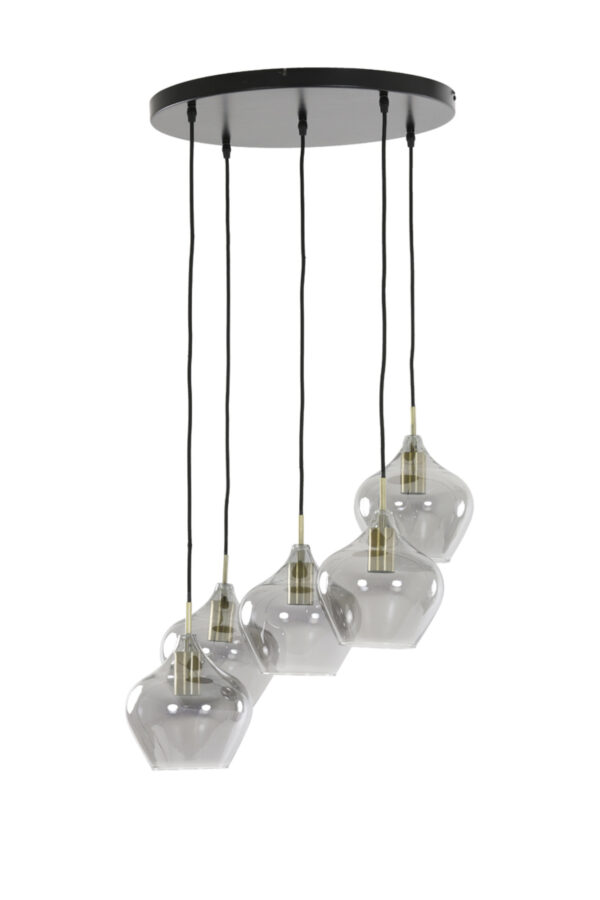 Retro glazen hanglamp vijf lichtpunten Light & Living Rakel