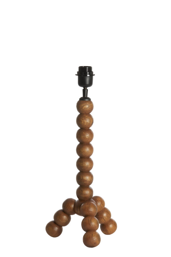 Lichtbruine houten bollen tafellamp Light & Living Veglio