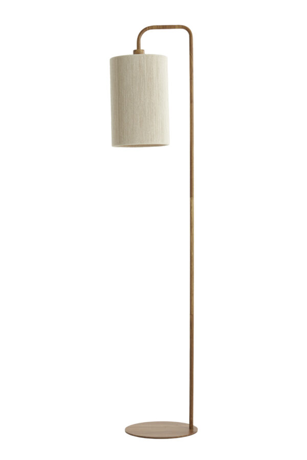Gebogen katoen/metalen vloerlamp bruin Light & Living Donio