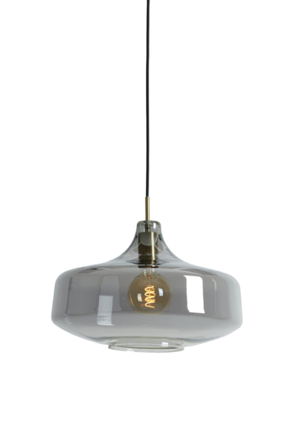 Retro ronde zwarte hanglamp rookglas Light & Living Solna - Image 2