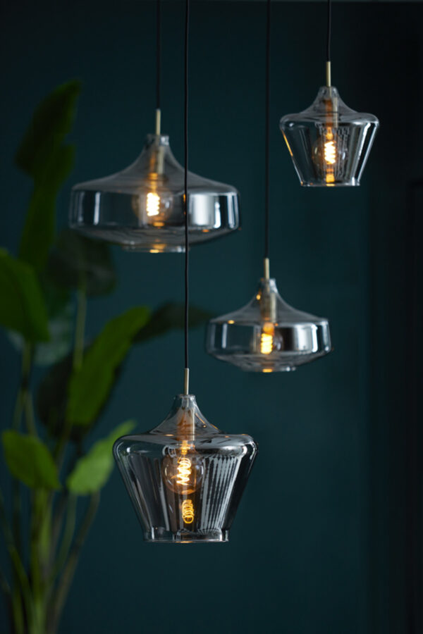Retro zwarte hanglamp rookglas Light & Living Solly - Image 4
