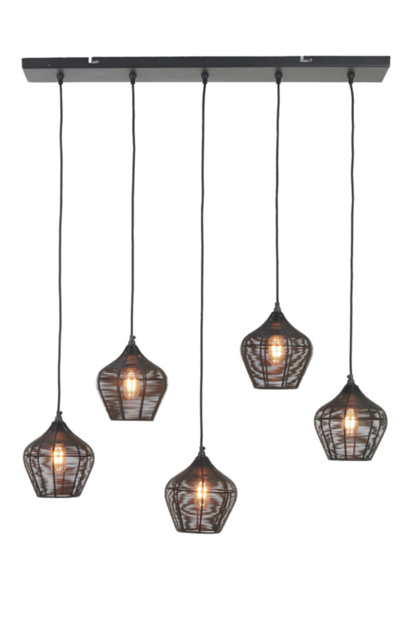 Rustieke zwarte hanglamp vijf lichtpunten Light & Living Alvaro - Image 2