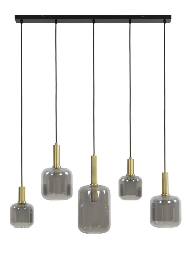 Retro hanglamp rookglas met goud Light & Living Lekar