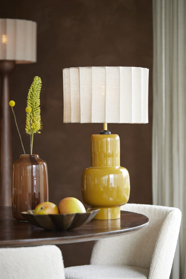 Beige geplooide cilinder lampenkap Light & Living Disli - Image 4
