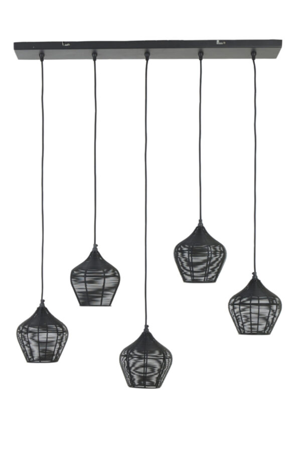 Rustieke zwarte hanglamp vijf lichtpunten Light & Living Alvaro