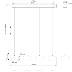 globo-hanglamp-quintara-zwart-glas-groteeettafellamp-led-15744-4h-1