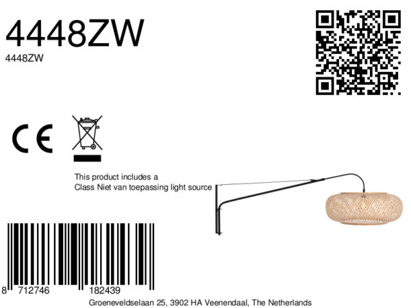 steinhauer-wandlamp-elegantclassy-naturelzwart-bamboemetaal-e27-4448zw-8a