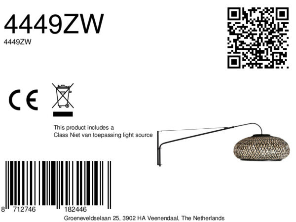 steinhauer-wandlamp-elegantclassy-zwart-bamboemetaal-e27-4449zw-8a