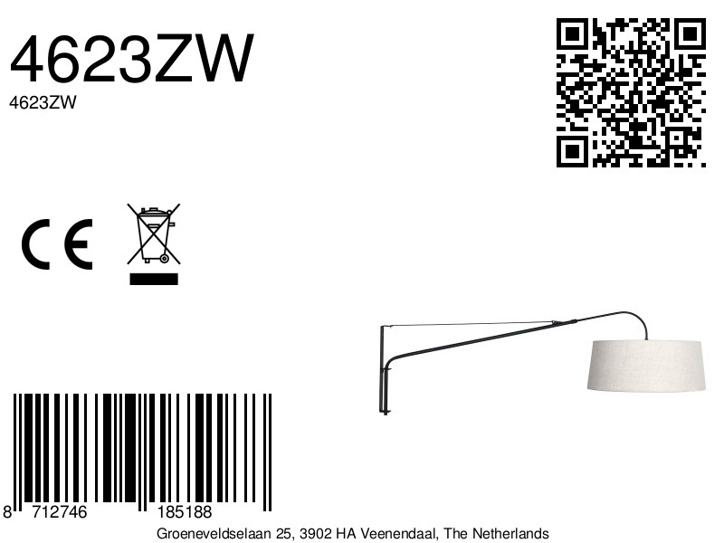 steinhauer-wandlamp-elegantclassy-zwart-metaaltextiel-leeslamp-e27-4623zw-8a