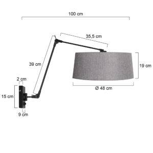 steinhauer-wandlamp-prestigechic-zwart-metaaltextiel-leeslamp-e27-4703zw-7