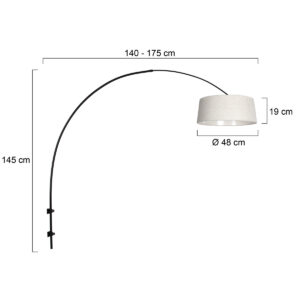 steinhauer-wandlamp-sparkledlight-zwart-metaaltextiel-booglamp-e27-4616zw-7