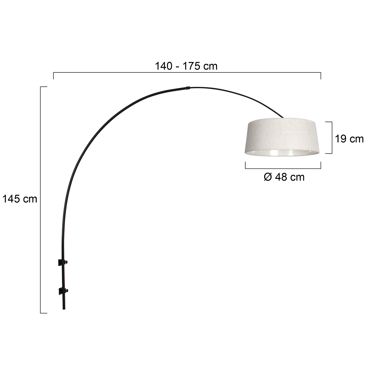 steinhauer-wandlamp-sparkledlight-zwart-metaaltextiel-booglamp-e27-4616zw-7