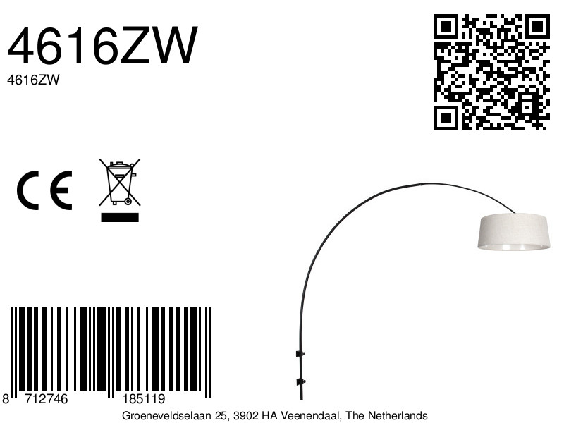 steinhauer-wandlamp-sparkledlight-zwart-metaaltextiel-booglamp-e27-4616zw-8a