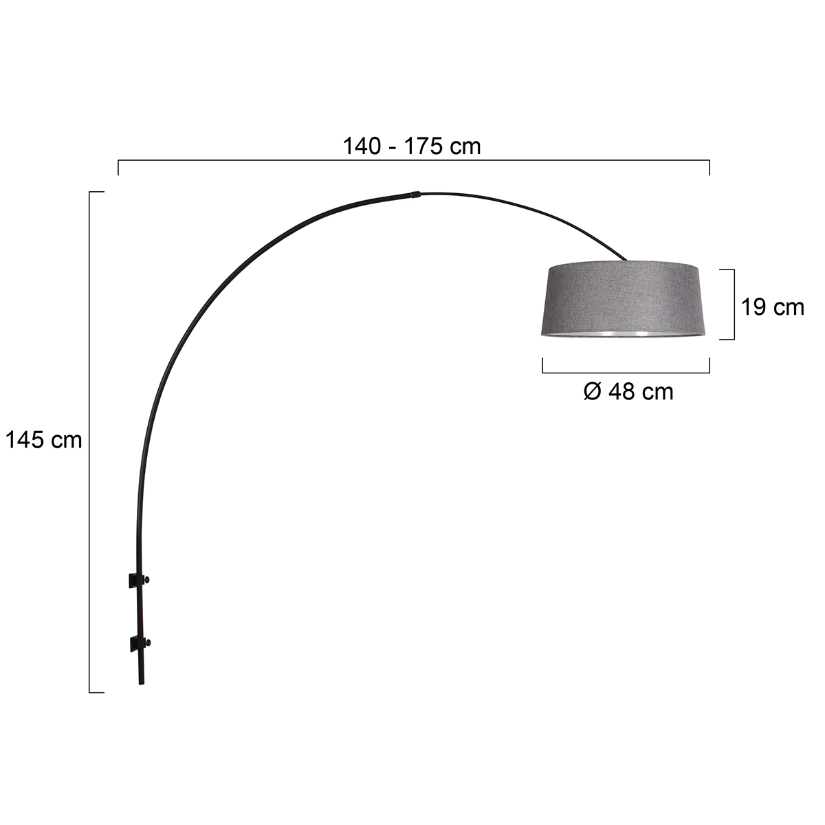 steinhauer-wandlamp-sparkledlight-zwart-metaaltextiel-booglamp-e27-4617zw-7