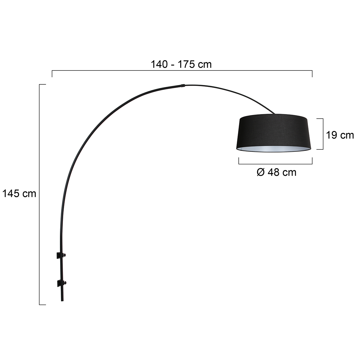 steinhauer-wandlamp-sparkledlight-zwart-metaaltextiel-booglamp-e27-4618zw-7