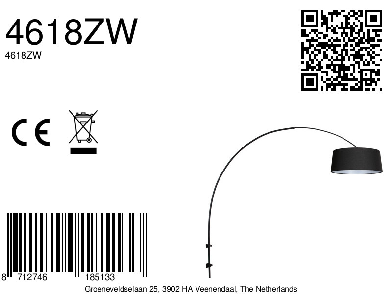 steinhauer-wandlamp-sparkledlight-zwart-metaaltextiel-booglamp-e27-4618zw-8a
