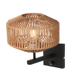 steinhauer-wandlamp-stang-naturelzwart-katoenmetaal-bedlampje-e27-4460zw-1