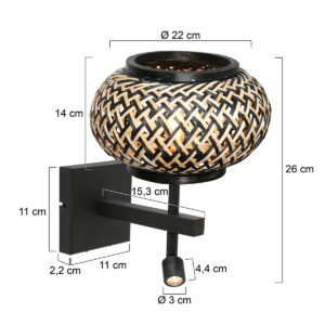 steinhauer-wandlamp-stang-zwart-bamboemetaal-bedlampje-e27-4456zw-7