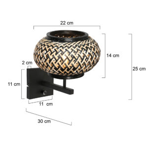 steinhauer-wandlamp-stang-zwart-bamboemetaal-bedlampje-e27-4459zw-7