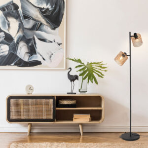 zwartevloerlampmettweeamberkleurigeglazenlichtpuntenmexliteocre-3