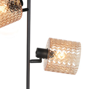 zwartevloerlampmettweeamberkleurigeglazenlichtpuntenmexliteocre-5