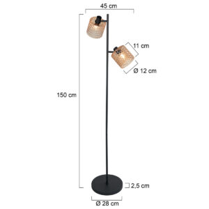 zwartevloerlampmettweeamberkleurigeglazenlichtpuntenmexliteocre-7