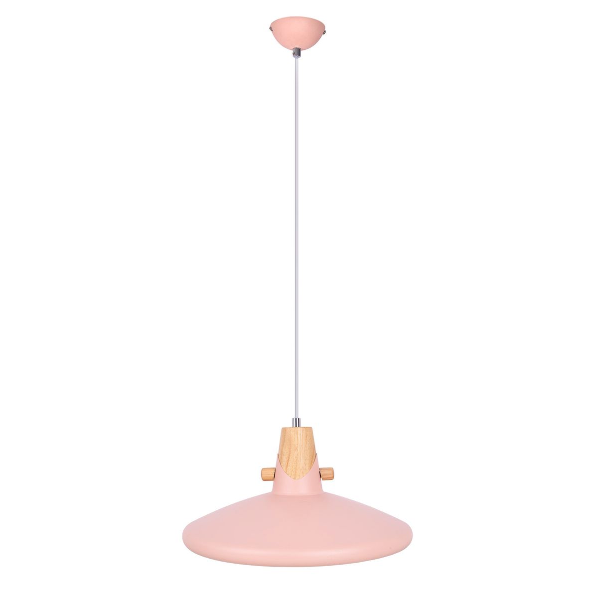 Roze metalen hanglamp met houten accenten Carin - Image 7