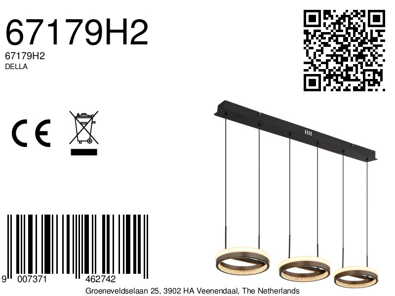 Moderne pendant lamp dimbaar mat zwart Della - Image 18