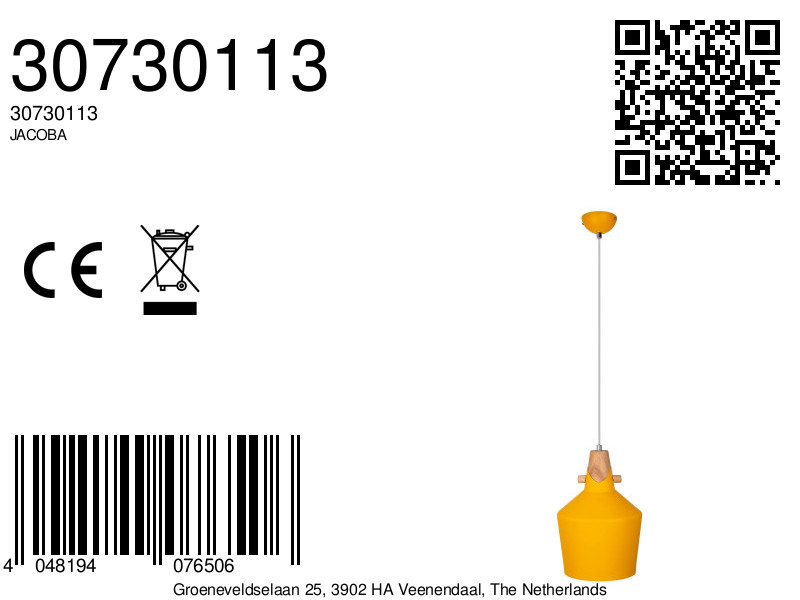 Moderne gele hanglamp met hout-look kap Jacoba - Image 8