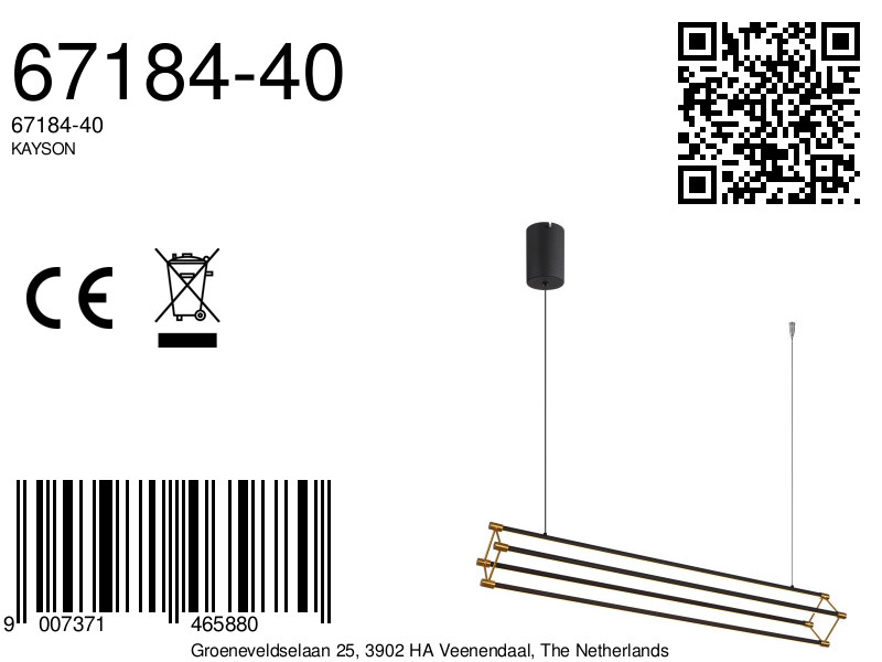 Moderne hanglamp zwart met gouden details Kayson - Image 20