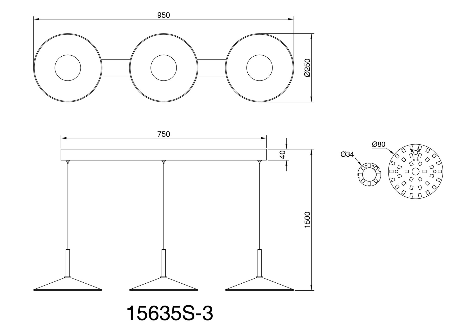 Moderne matzwarte hanglamp met ronde kappen Lampone - Image 13