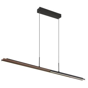 Alternative view of Langwerpige mat zwarte hanglamp met houtdecor Quito
