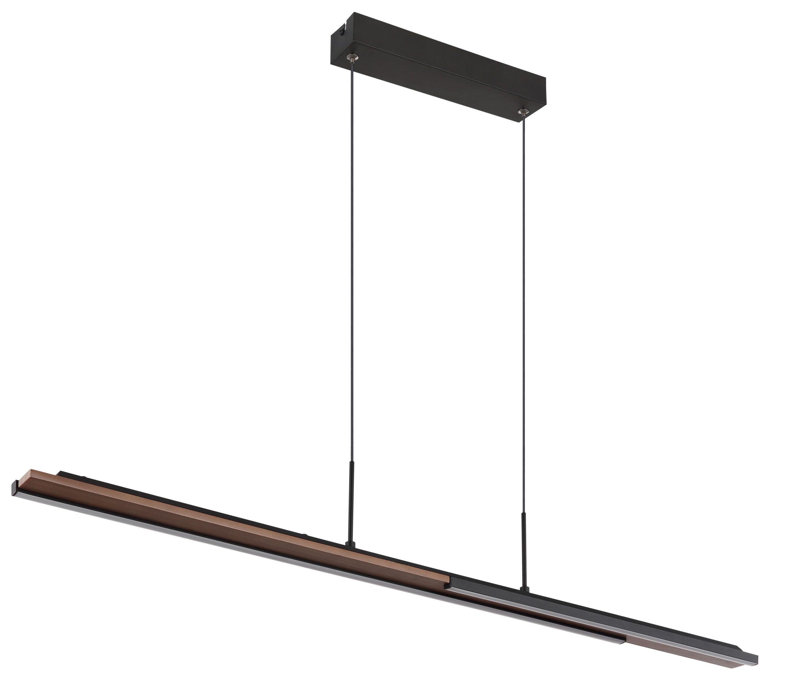 Langwerpige mat zwarte hanglamp met houtdecor Quito - Image 6