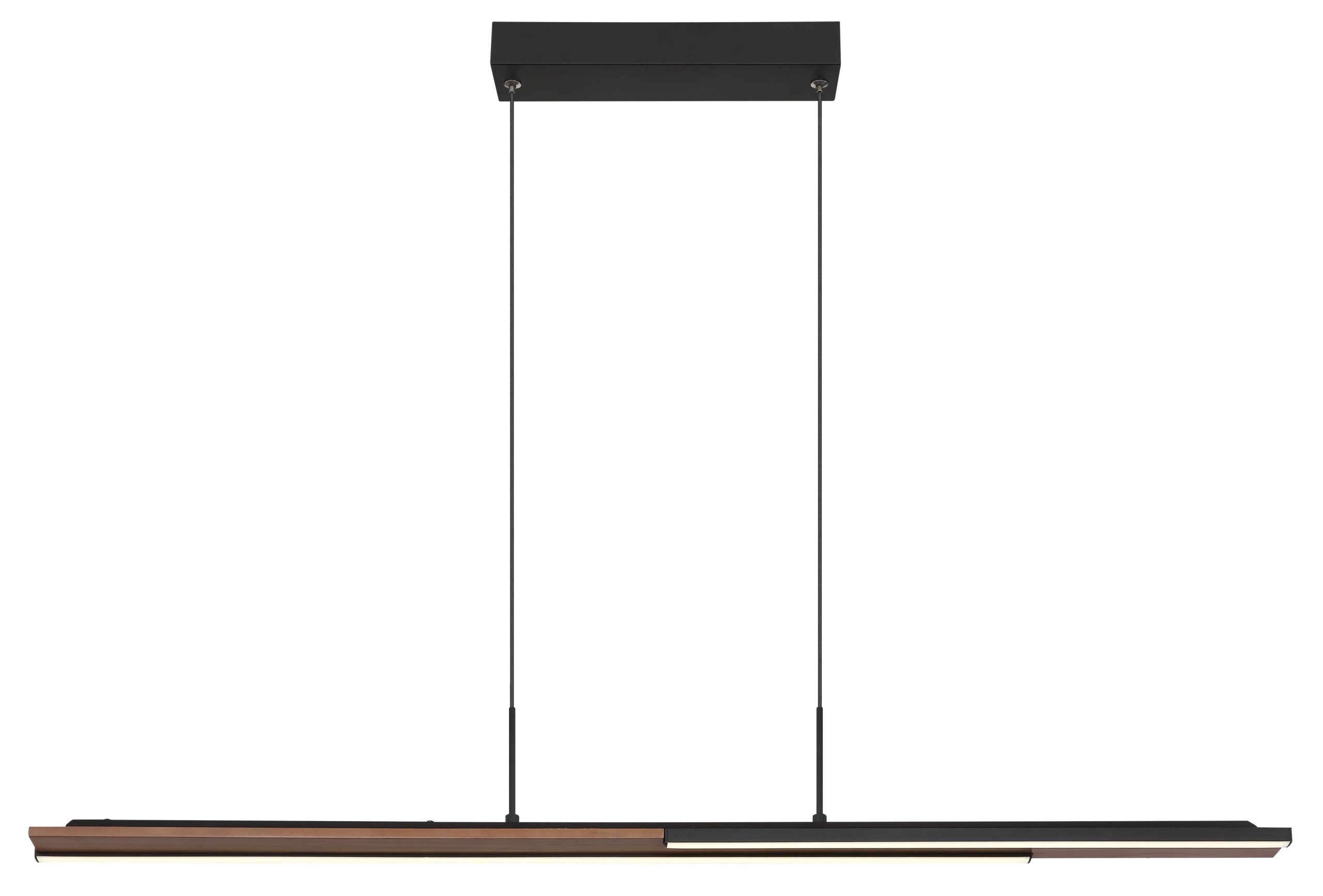 Langwerpige mat zwarte hanglamp met houtdecor Quito - Image 7