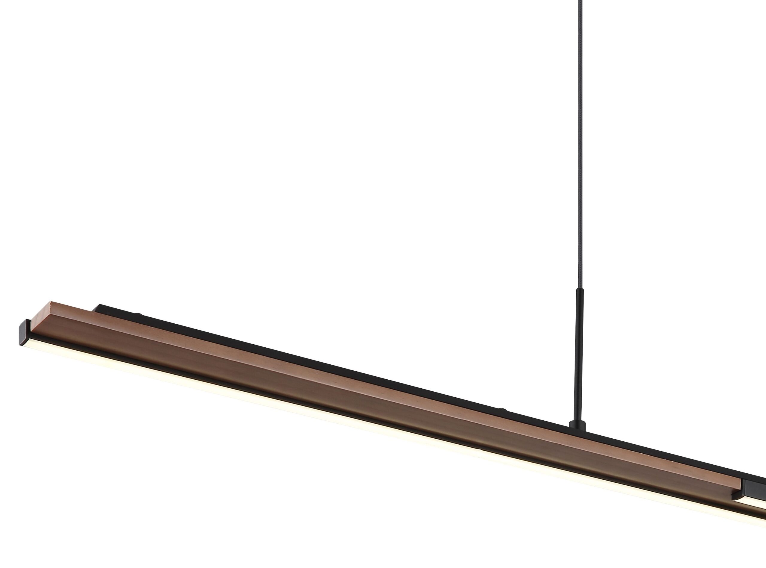 Langwerpige mat zwarte hanglamp met houtdecor Quito - Image 11