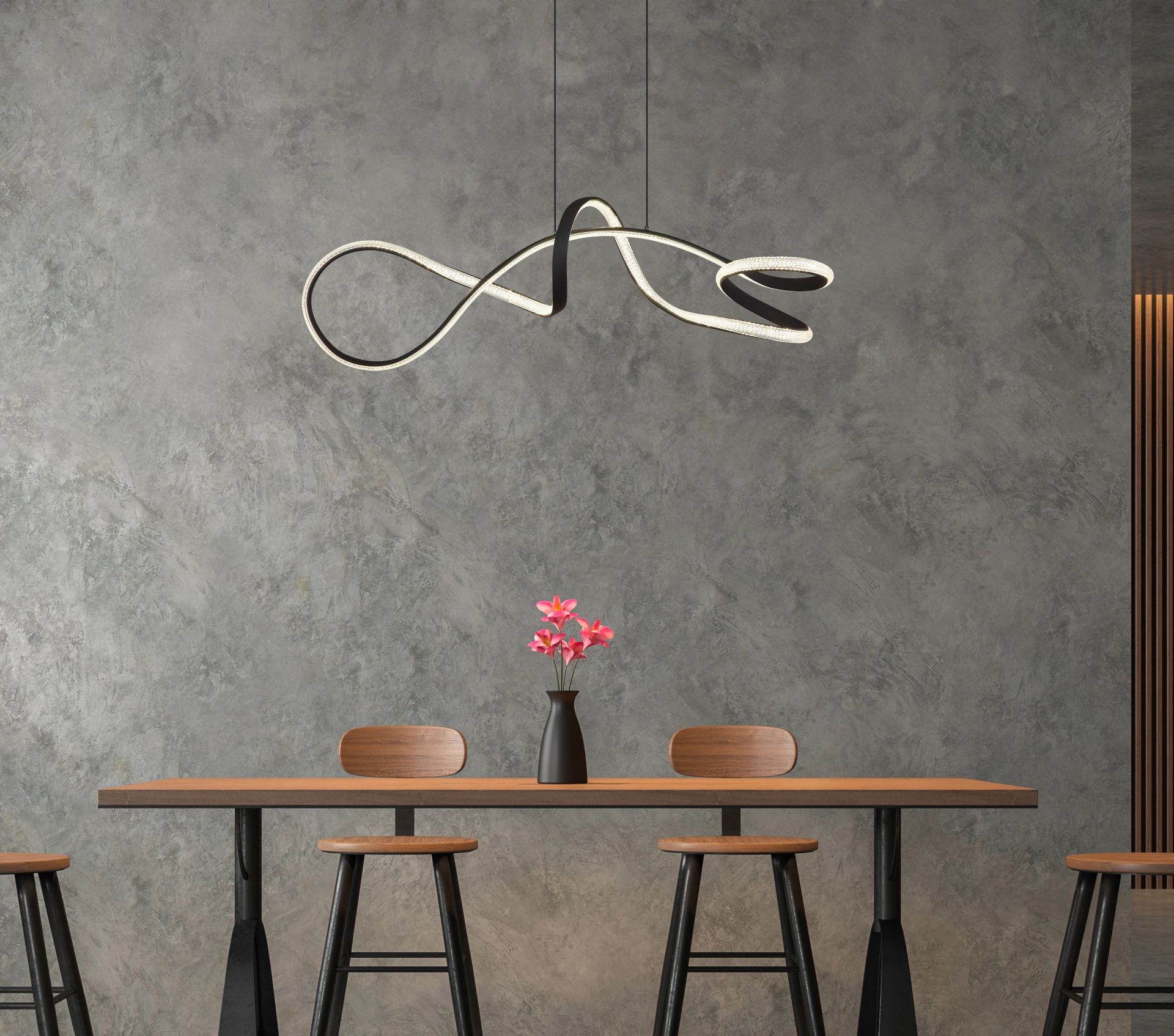 Elegante hanglamp in matzwart metaal Swirl - Image 14