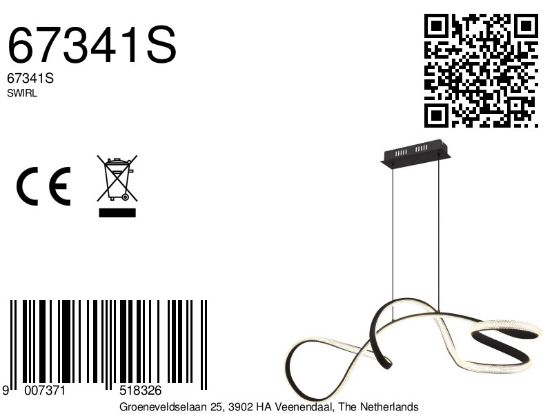 Elegante hanglamp in matzwart metaal Swirl - Image 16