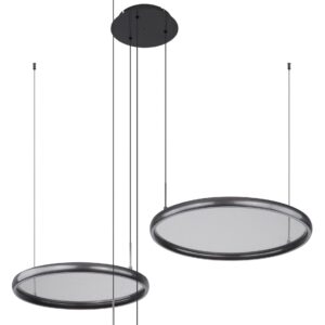 Alternative view of Matzwarte hanglamp met dimfunctie en ringen Briggs