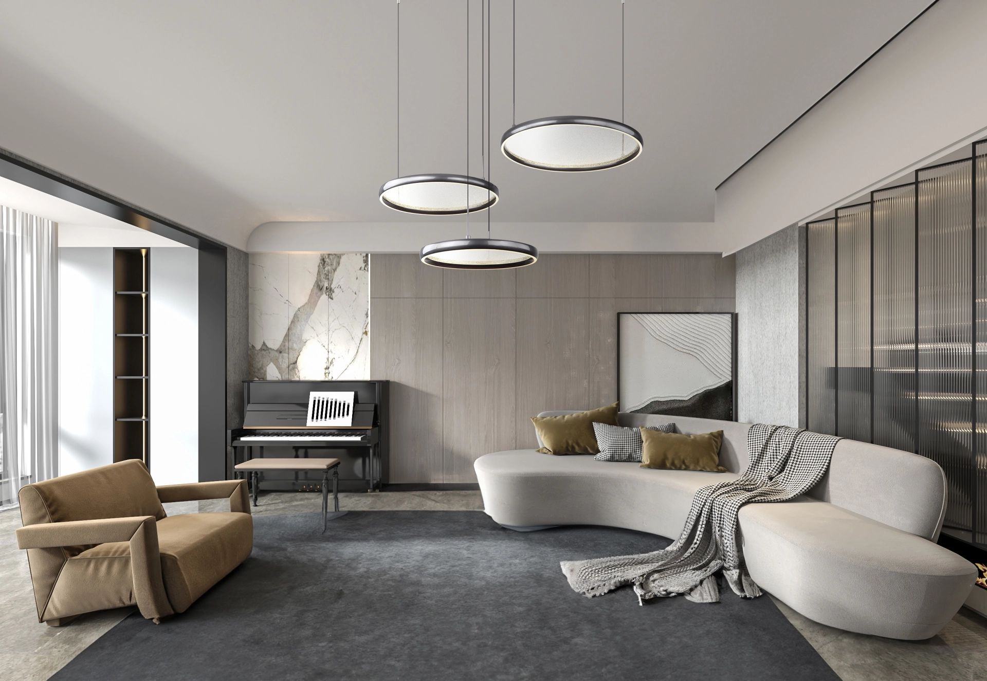 Matzwarte hanglamp met dimfunctie en ringen Briggs - Image 9