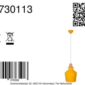 Alternative view of Moderne gele hanglamp met hout-look kap Jacoba