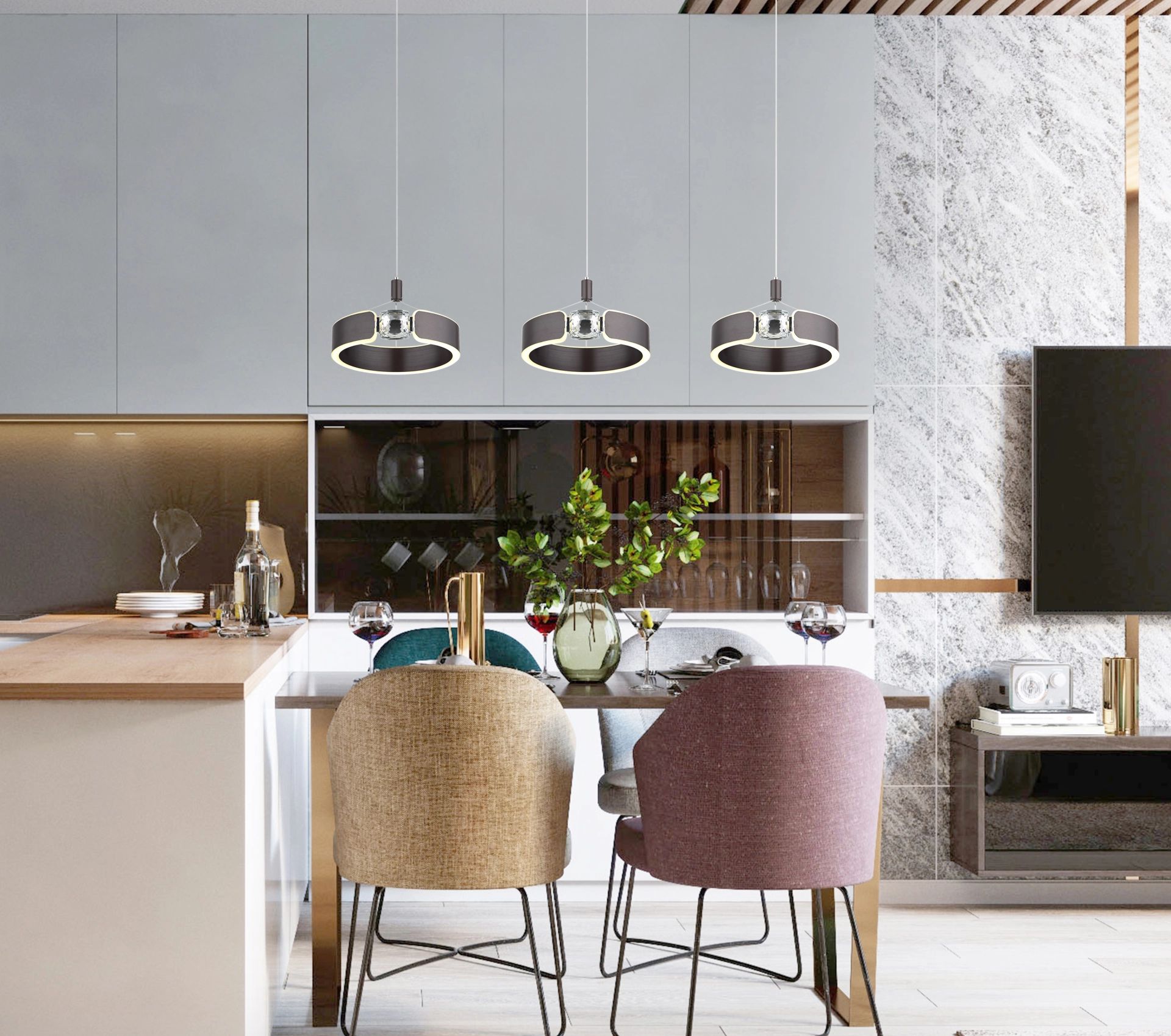 Moderne hanglamp met elegante ringen en kristallen Hendricks - Image 5