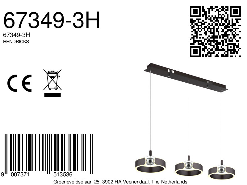 Moderne hanglamp met elegante ringen en kristallen Hendricks - Image 7