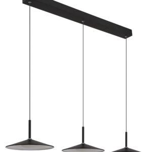 Alternative view of Moderne matzwarte hanglamp met ronde kappen Lampone