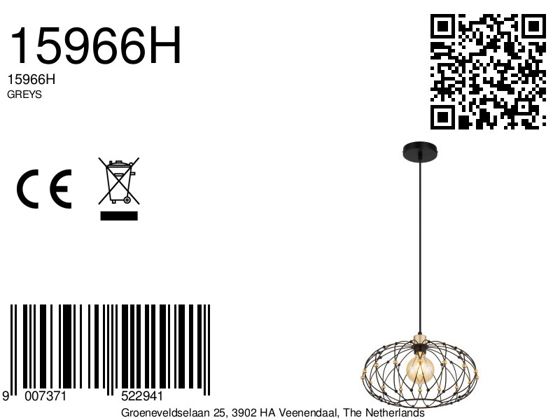 Vintage industriële hanglamp met gouden accenten Greys - Image 8