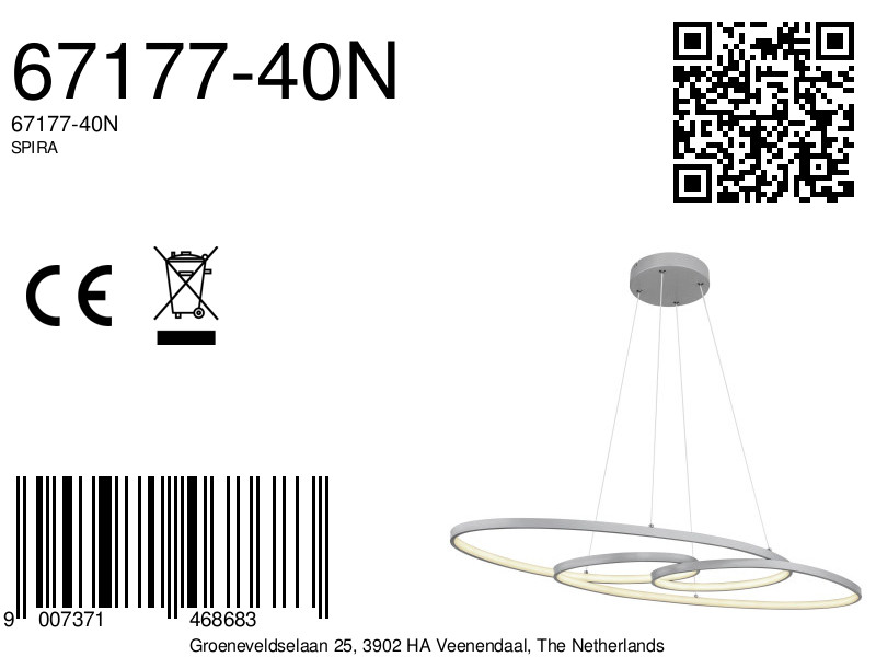 Zilverkleurige ovale hanglamp met elegantie Spira - Image 8